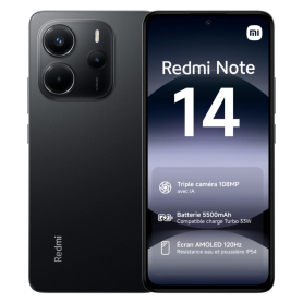 Xiaomi Redmi Note 14 4G 256 Go Noir Minuit Sans NFC - Neuf